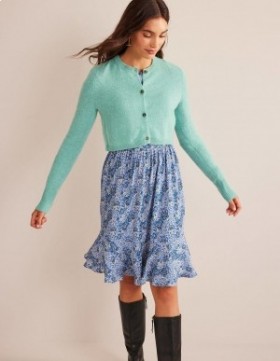 Turquoise Women's Boden Cropped Cashmere Crew Cardigan