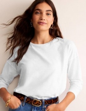 White Women's Boden Cotton Dropped Shoulder Tops