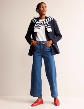 Blue Women's Boden Wide Leg Seam Jeans
