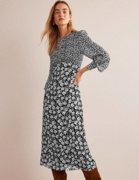 Black Women's Boden Contrasting Midi Tea Dress