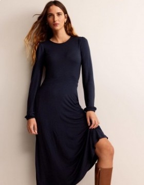 Navy Women's Boden Camille Jersey Midi Dress