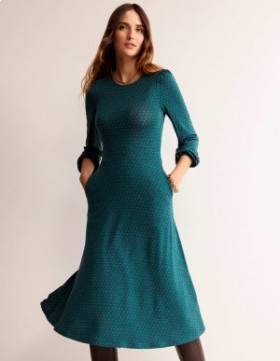 Turquoise Women's Boden Camille Jersey Midi Dress