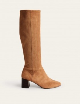 Khaki Women's Boden Cara Heeled Stretch Knee-high Boots