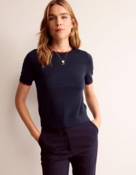 Navy Women's Boden Merino Scallop Cardigan
