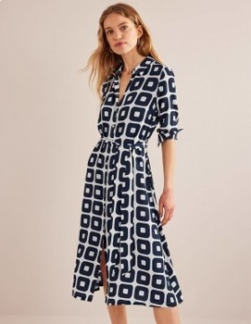 Navy Women's Boden Printed Midi Shirts Dress