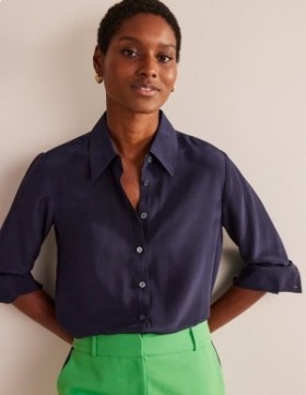 Navy Women's Boden Sienna Silk Shirts