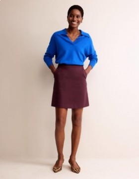 Burgundy Women's Boden Ponte A-line Mini Skirts