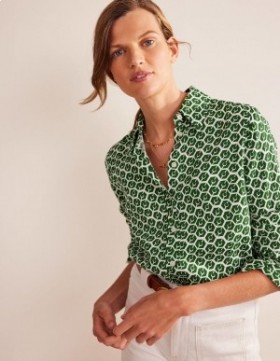 Green Women's Boden Straight-Fit Twill Shirts