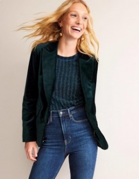 Green Women's Boden Marylebone Velvet Blazer
