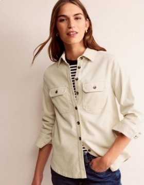 Light Yellow Women's Boden Straight-Fit Corduroy Shirts