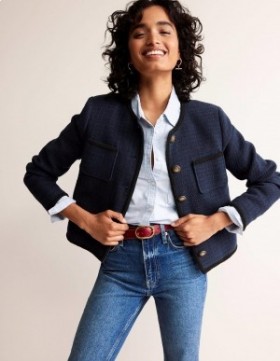 Blue Women's Boden Trimmed Textured Jacket