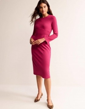 Fuchsia Women's Boden Nadia Ponte Midi Dress