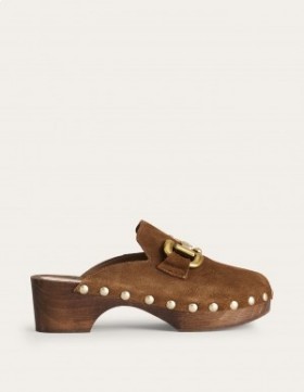 Brown Women's Boden Iris Snaffle Heeled Clogs