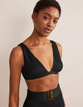 Black Women's Boden Ribbed V-neck Bikinis