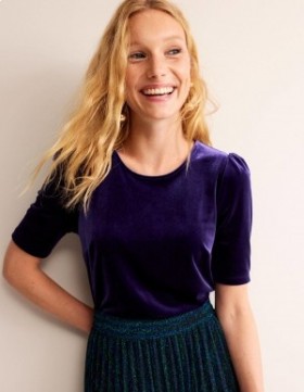 Blue Women's Boden Velvet Party T shirts