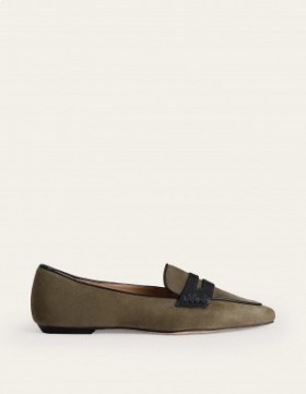 Deep Olive Women's Boden Pointed Loafers