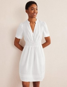 White Women's Boden Pintuck Detail Mini Dress