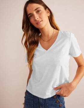 White Women's Boden Regular V-neck Slub T shirts