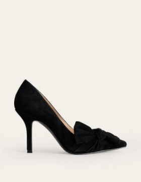 Black Women's Boden Suede-Bow Heeled Court Shoes