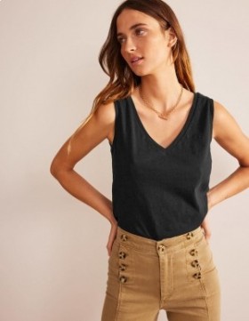 Black Women's Boden Regular V-neck Slub Vest