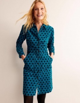 Blue Women's Boden Flora Cord Shirts Dress