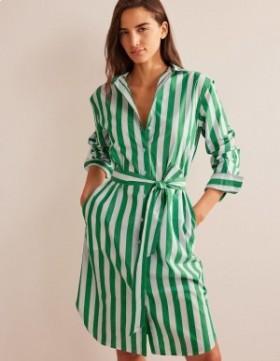 Turquoise White Women's Boden Relaxed Cotton Shirts Dress