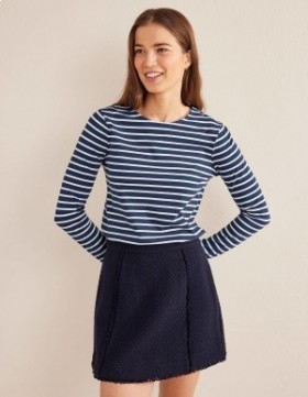 Navy / White Women's Boden Bea Long Sleeve Breton T shirts