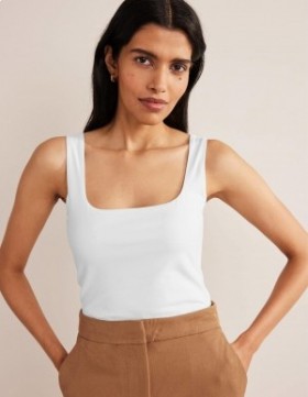 White Women's Boden Double Layer Square Neck Vest