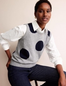 Grey / Navy Women's Boden Fiona Tank Cardigan