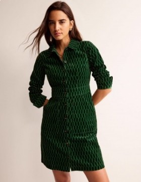 Green Women's Boden Flora Cord Shirts Dress