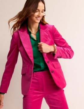 Pink Women's Boden Marylebone Velvet Blazer