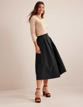 Black Women's Boden Taffeta Pull-on Midi Skirts