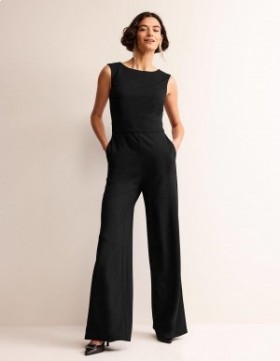 Black Women's Boden Sleeveless Ponte Jumpsuit