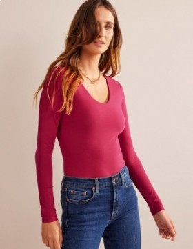 Fuchsia Women's Boden Double Layer Scoop Neck Tops