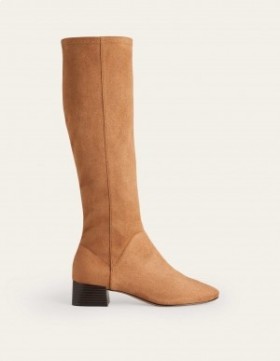 Khaki Women's Boden Cara Flat Stretch Knee-high Boots