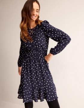 Navy Women's Boden Pleated Peplum Mini Dress