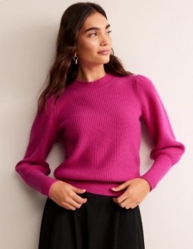 Rose Purple Women's Boden Key Hole Cashmere Sweater