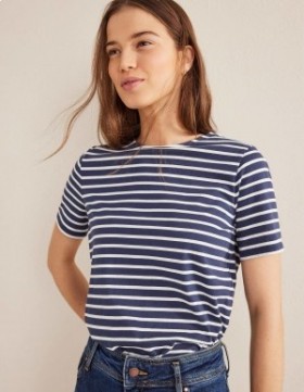 Navy / White Women's Boden Bea Short Sleeve Breton T shirts