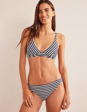 Navy / White Stripes Women's Boden Classic Texture Bikini Bottoms