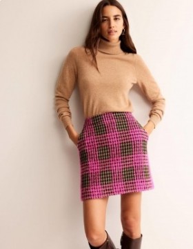 Pink Women's Boden Estella Check Mini Skirts