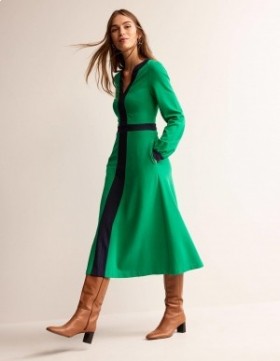 Green Navy Women's Boden Colourblock Ponte Midi Dress