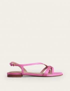 Pink Women's Boden Satin Toe Loop Flat Sandals
