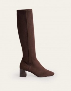 Coffee Women's Boden Cara Heeled Stretch Knee-high Boots