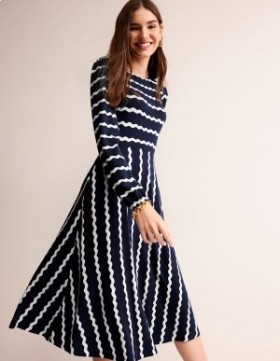 Navy Women's Boden Camille Jersey Midi Dress