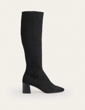 Black Women's Boden Cara Heeled Stretch Knee-high Boots
