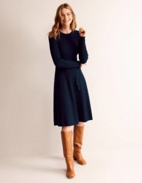 Navy Women's Boden Lola Knitted Midi Dress