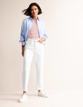 White Women's Boden High Rise True Straight Jeans