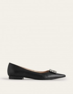 Black Metal Women's Boden Jewelled-Buckle Flats
