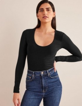 Black Women's Boden Double Layer Scoop Neck Tops