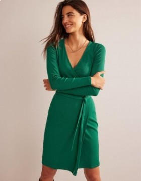 Turquoise Women's Boden Ribbed-Jersey Wrap Dress